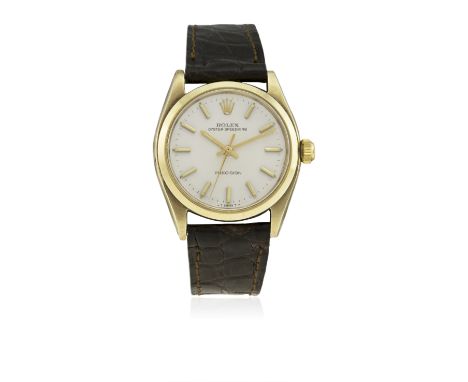 A MID SIZE 10K SOLID GOLD ROLEX OYSTER SPEEDKING PRECISION WRIST WATCH DATED 1954, REF. 6420 WITH PRESENTATIONAL INSCRIPTION 