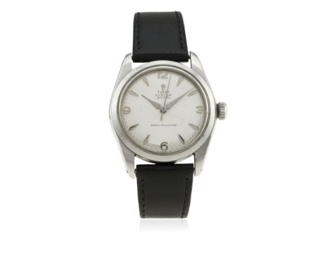 A GENTLEMAN'S STAINLESS STEEL ROLEX TUDOR OYSTER ROYAL WRIST WATCH CIRCA 1967, REF. 7934
D: Silver dial with faceted silver "