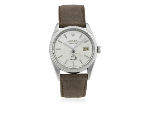 A RARE GENTLEMAN'S STAINLESS STEEL ROLEX OYSTER PERPETUAL DATEJUST WRIST WATCH CIRCA 1978, REF. 16030 COMMISSIONED BY HRH KIN