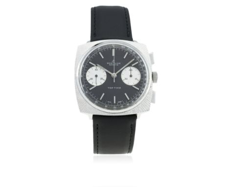 A GENTLEMAN'S BREITLING TOP TIME CHRONOGRAPH WRIST WATCH CIRCA 1970, REF. 2007
D: Black dial with silver batons &amp; hands, 