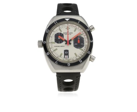 A RARE GENTLEMAN'S BREITLING CHRONO MATIC CHRONOGRAPH WRIST WATCH CIRCA 1970s, REF. 2112-15
D: White "panda" dial with lumino