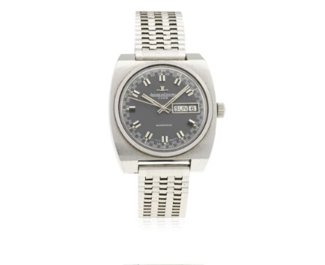 A GENTLEMAN'S STAINLESS STEEL JAEGER LECOULTRE CLUB AUTOMATIC BRACELET WATCH CIRCA 1970s 
D: Grey dial with black inlaid silv