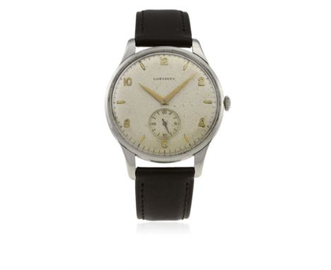 A GENTLEMAN'S LARGE SIZE STAINLESS STEEL LONGINES WRIST WATCH CIRCA 1957, REF. 5561-20&nbsp;
D: Silver dial with bi-hourly gi