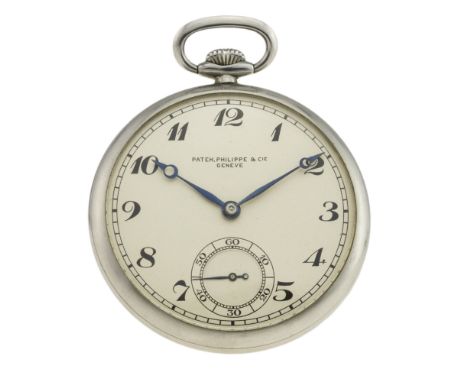 A RARE GENTLEMAN'S STAINLESS STEEL PATEK PHILIPPE &amp; CIE POCKET WATCH CIRCA 1930s, REF. 620709 WITH A SERVICE LETTER FROM 