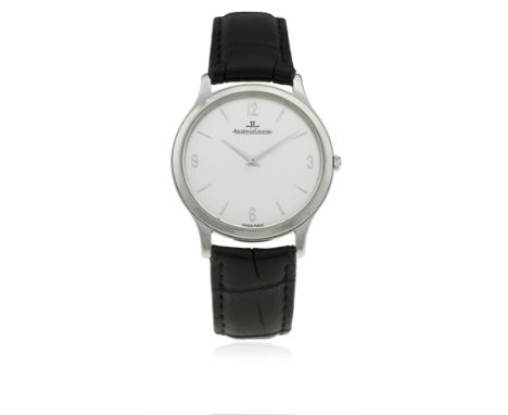 A GENTLEMAN'S STAINLESS STEEL JAEGER LECOULTRE MASTER CONTROL ULTRA THIN WRIST WATCH CIRCA 2005, REF. 145.8.79.S WITH ORIGINA