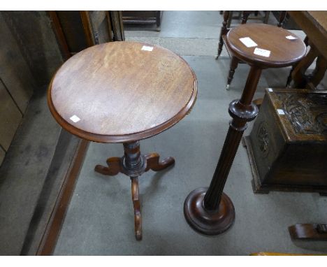 A Victorian mahogany circular tripod table and a mahogany stand