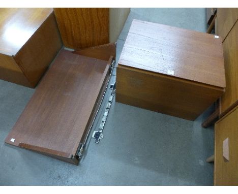 A Tapley 33 teak wall shelf and cupboard