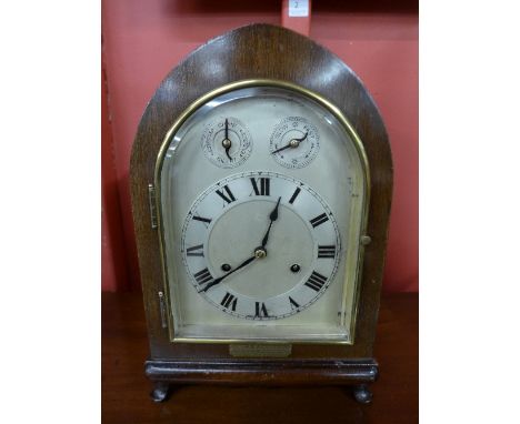 A 1920's German H.A.C. Wurttemberg mahogany bracket clock