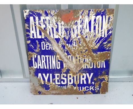 ALFRED SEATON (15" x 16") Carting Contractor Aylesbury - enamel single sided advertising sign