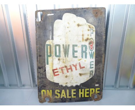POWER ETHYL (30" x 42") - enamel single sided advertising sign