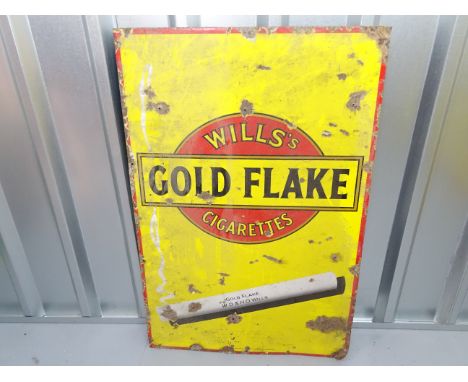 WILLS'S GOLD FLAKE CIGARETTES (24" x 36") - enamel single sided advertising sign