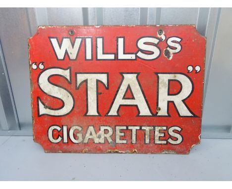 WILLS'S CIGARETTES (24" x 18") - double sided enamel advertising sign - 'Star' on one side 'Gold Flake'