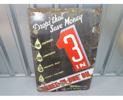 3 IN 1 OIL (24" x 36") - enamel single sided advertising sign