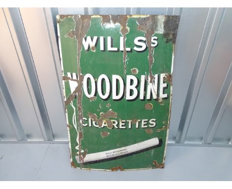 WILLS'S WOODBINE CIGARETTES (24" x 36") - enamel single sided advertising sign
