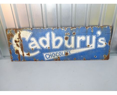 CADBURY'S CHOCOLATE (48" x 20")- blue enamel single sided advertising sign