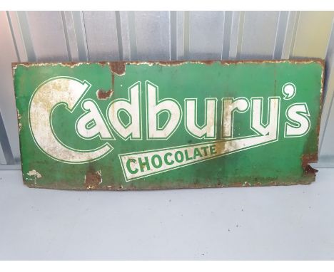 CADBURY'S CHOCOLATE (48" x 20") - green enamel single sided advertising sign