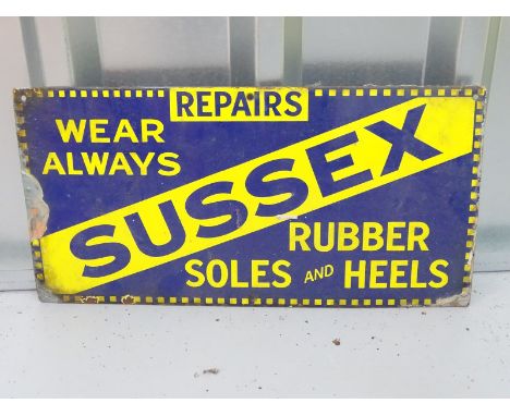 SUSSEX - shoe repairs (18" x 9") - enamel single sided advertising sign
