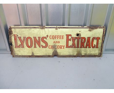 LYONS' COFFEE AND CHICORY EXTRACT (35" x 12") - enamel single sided advertising sign