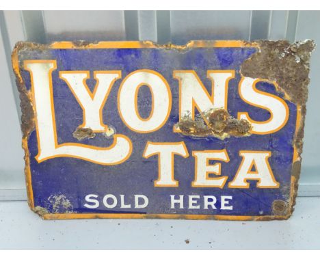 LYONS' TEA (18" x 12") - enamel double sided advertising sign