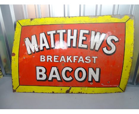 MATTHEWS BREAKFAST BACON (60" x 40") - enamel single sided advertising sign