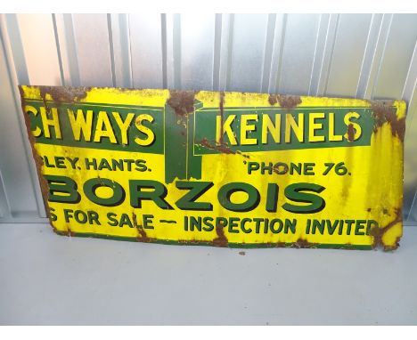 BORZOIS - DOG KENNELS (59" x 25") - half enamel single sided advertising sign