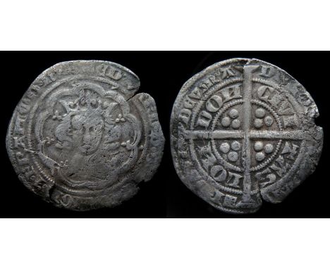 Edward III Groat  Pre-treaty period, 1351-61 AD. Silver, 28mm, 3.87g. Crowned facing bust, +EDWARD D G REX ANGL Z FRANC D HYB