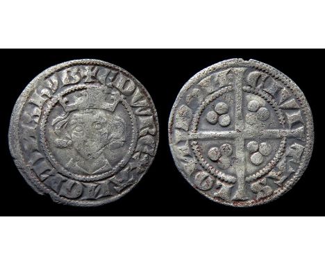 Edward I Penny,  Circa, 1279. Silver, 1.29 g, 23.33 mm. Crowned facing bust, +EDW REX ANGL DNS HYB. R. Cross with pellets in 