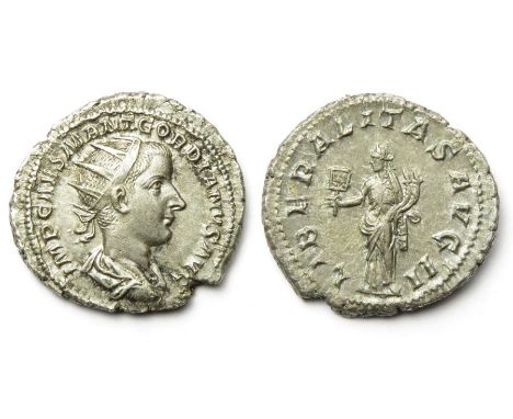 Gordian III Antoninianus.  Rome, AD 239. Silver, 23mm, 5.26g. Radiate bust right, IMP CAES M ANT GORDIANVS AVG. R. LIBERALITA