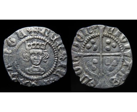 Henry VI Halfpenny Pinecone-mascle issue, 1431-32/3. Silver, 0.52 g, 14 mm. Crowned facing bust, +HENRIC REX ANGL. R. Cross w