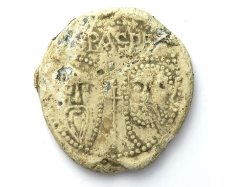 Medieval Papal Bulla  Circa, 12th-13th century AD. Lead, 46.4 g, 41 mm. A Papal seal issued under Pope Innocent III (1198-121
