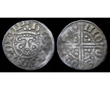 Henry III Penny.  Long cross coinage, 1247-79. Silver, 1.36 g, 18.07 mm. Crowned facing bust, HENRICVS REX III. Mint mark 5. 