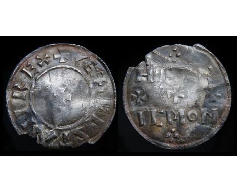 Aethelstan Penny Circa, 924-939 AD. Silver, 23mm, 1.40g. Small cross, +EDELSTAN REX. R. HERR ICMON in two lines divided by th