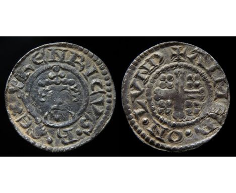 Henry II Penny Circa, 1180-89 AD. Silver, 1.40 g, 20 mm. Crowned facing bust with sceptre, +HENRICVS REX. R. Short cross, +AI