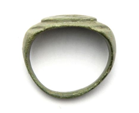 Roman D-Ring Circa, 2nd century AD. Copper-alloy, 4.61 g, 19.17 mm. Ring size, UK J/K. US 5. A D-shaped seal ring with wide s