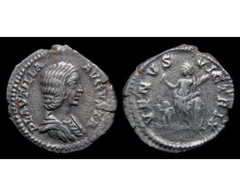 Plautilla Denarius Rome, AD 204. Silver, 1.92 g, 17.53 mm. Draped bust right, PLAVTILLA AVGVSTA. R. VENVS VICTRIX, Venus stan