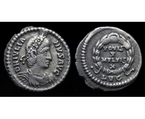 Julian II Siliqua  Circa, 360-61 AD.?. Silver, 1.47 g, 16.59 mm. Diademed bust right, D N IVLIANVS AVG. R. VOTIS X MVLTIS wit