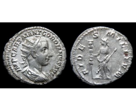 Gordian III Antoninianus Rome, AD 238-9. Silver, 4.59 g, 22.19 mm. Radiate bust right, IMP CAES M ANT GORDIANVS AVG. R. FIDES