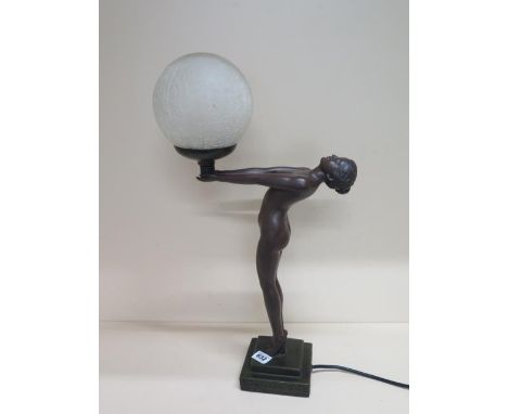An Art Deco style lady table lamp - Height 54cm - in working order 