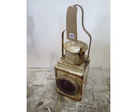 British Railways (M) Midland paraffin tail lamp complete with burner - Height 52cm 