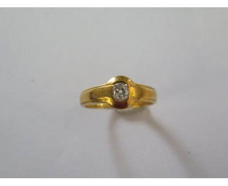 A yellow gold diamond solitaire ring size P - approx weight 5 grams - surface tests to approx 18ct - overall good condition 