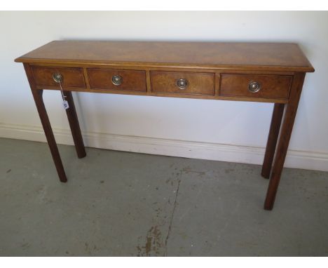 A new four drawer burr oak hall table - made by a local craftsman to a high standard - Height 77cm x 126cm x 32cm 