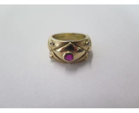 A 14ct yellow gold ring size J - approx weight 6.8 grams - marked 14 to shank - generally good 