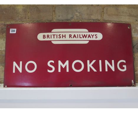 British Railways No Smoking enamel sign - 30cm x 61cm - some chipping but generally good 