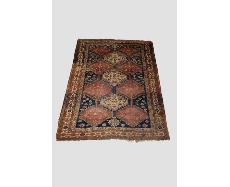 Yalameh carpet, south west Persia, circa 1940s-50s, 10ft. x 6ft. 10in. 3.05m. x 2.08m. Slight wear in places; slight loss to 