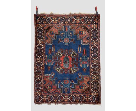 Afshar rug, Kerman area, south east Persia, circa 1920s-30s, 5ft. 4in. X 3ft. 11in. 1.63m. X 1.20m. Slightr wear in places; s