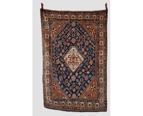 Attractive Afshar rug, Kerman area, south east Persia, last quarter 19th century, 6ft. 9in. X 4ft. 5in. 2.05m. X 1.35m. Overa