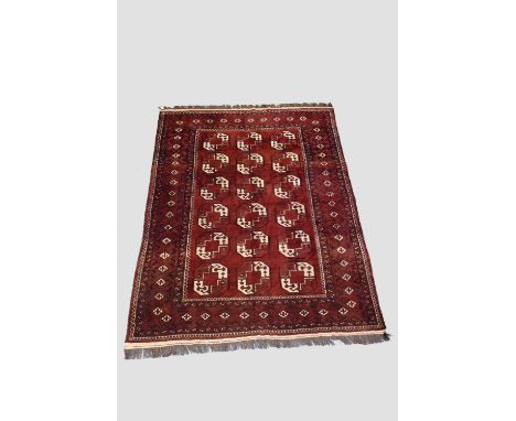 Ersari Turkmen 3 x 6 gul carpet, south west Turkmenistan, circa 1930s-40s, 9ft. 6in. X 6ft. 11in. 2.90m. X 2.11m. The rust-re