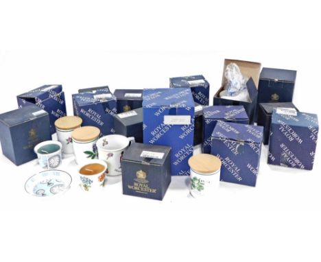 Various Royal Worcester herb vases, rice bowl, Millennium and Thyme cup, 10cm high, various other Royal Worcester items, main