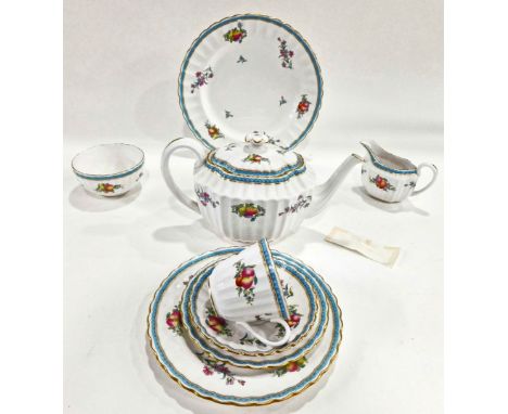 A small quantity of Copeland Spode Trapnell Sprays teaware, to include teapot, 18cm high, plates cups saucers, side plates, m