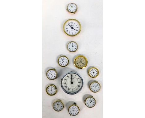 Various Waterford Crystal, Wedgwood and other clock movements, 7cm diameter, etc.  (a quantity)